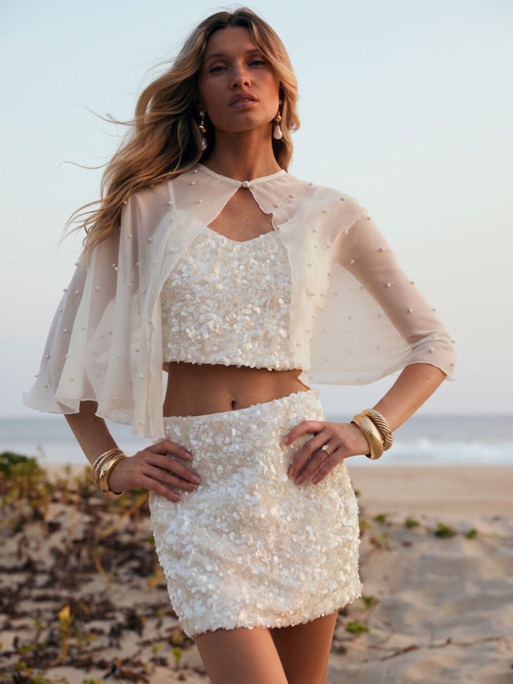 12th Tribe Esme White Sequin Mini Skirt Size S - Picture 3 of 3